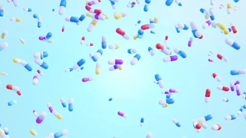3D Colorful Capsules Falling in Slow Motion Stock Footage 290048570