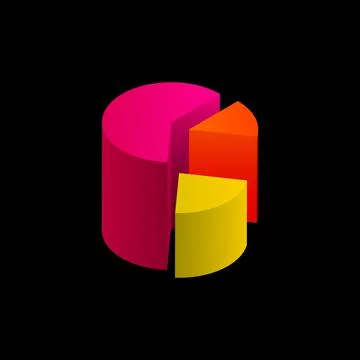 3D Colorful Chart. Graphic Element on Black Background Stock Illustration