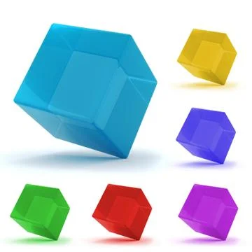3d colorful cubes, on white background Stock Illustration