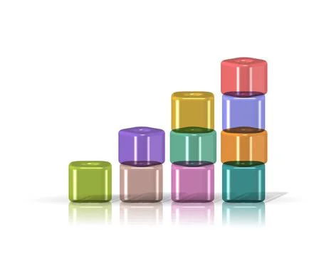 3D colorful cubical elements arranged in stack 스톡 일러스트