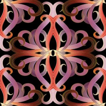 3d colorful Damask seamless pattern. Stock Illustration