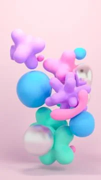 3D Colorful Floating shapes background Stock Illustration