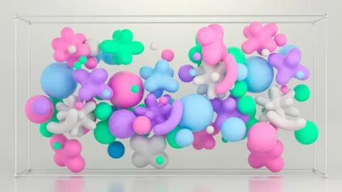 3D Colorful Floating shapes background Illustrazione stock