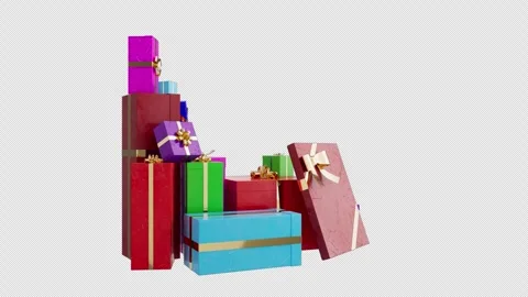 3D colorful gift boxes rotation animation for Christmas Day Stock Footage 255300848