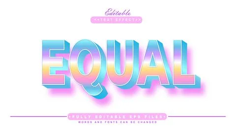 3d colorful gradient equal text effect Stock Illustration