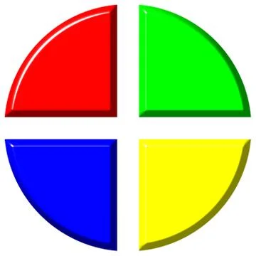 3d colorful pie chart with four equal portions Stock Illustration