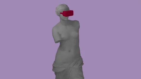 3D Colorful Pixelated Venus de Milo In VR Glasses Animation. Stock Footage 239525935