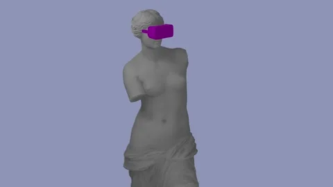 3D Colorful Pixelated Venus de Milo In VR Glasses Animation. Stock Footage 239525956