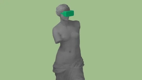 3D Colorful Pixelated Venus de Milo In VR Glasses Animation. Stock Footage 239525996