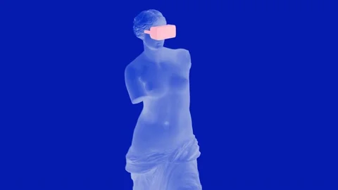 3D Colorful Pixelated Venus de Milo In VR Glasses Animation. Stock Footage 239526102