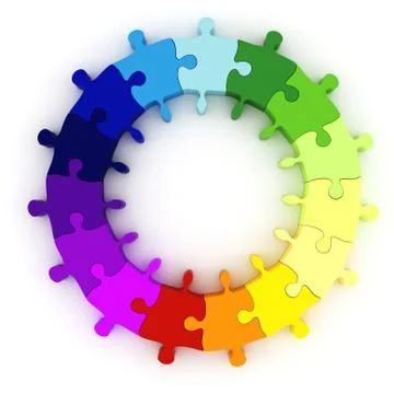 3d colorful puzzle chart wheel Stock Illustration