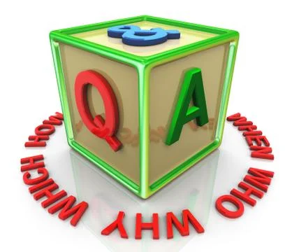 3d colorful question answer cube Stock Illustration
