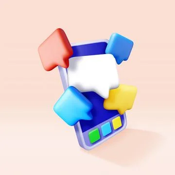 3D colorful speech bubbles on smartphone Stock Illustration