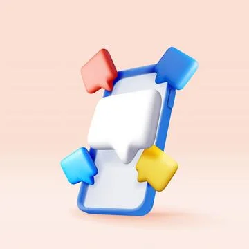 3D colorful speech bubbles on smartphone Stock Illustration