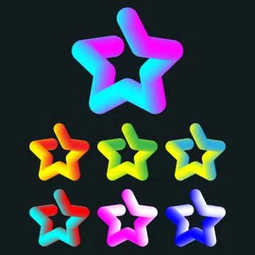 3d colorful star set Stock Illustration