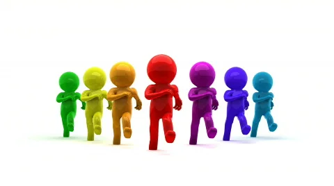 3d colour characters running to camera Video stock 797815