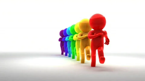 3d colour characters running to camera Video stock 799026