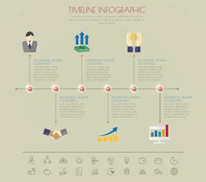 3D Colour StepDesign flat long shadow clean number timeline template/graphic  Stock Illustration