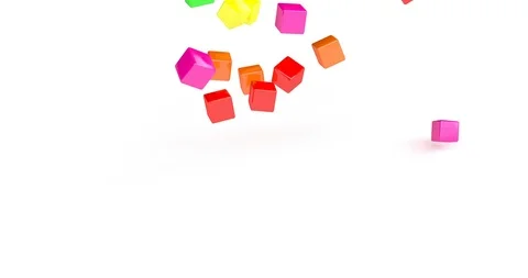 3d coloured cubes falling down for game background design. Game concept. Game Stock Footage 125486030