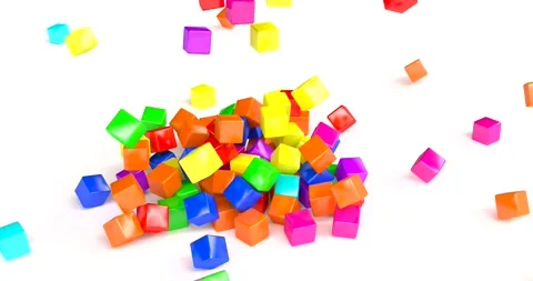 3d coloured cubes falling down for game background design. Stock Footage 154039066