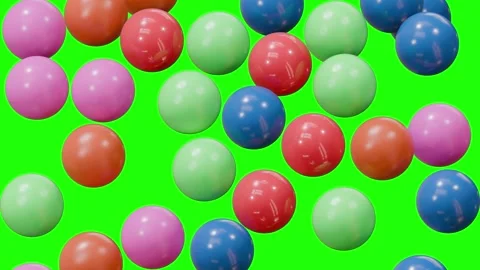3D Colourful Ball Raining with Green Screen Stock Footage 299651656