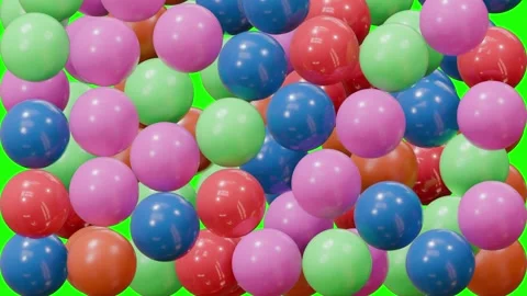 3D Colourful Ball Raining Transition with Green Screen Stock Footage 299651673