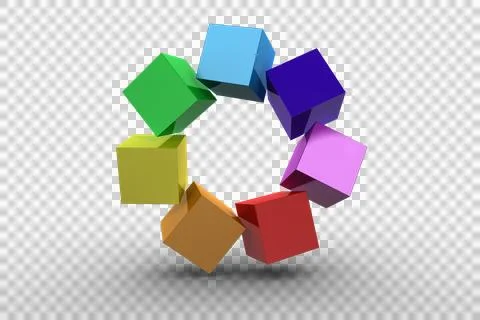 3d colourful cubes in a circle 스톡 사진