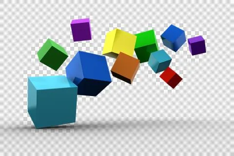 3d colourful cubes floating Stockillustratie