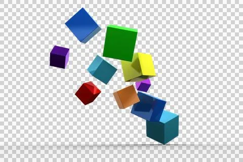3d colourful cubes floating Stock Illustration