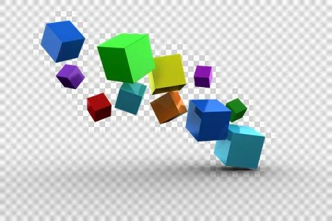 3d colourful cubes floating Stockillustratie
