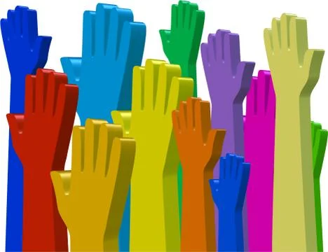 3d Colourful Hands Stock-Illustration
