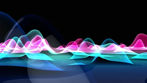 3D colourful visualisation of voice record in n dimension plane Stock Footage 238855564