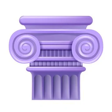 3D column icon, vector Greek museum pillar, ancient Roman base Stock Illustration