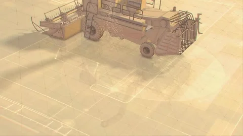 3D Combine Harvester Machine Processing Crops Vídeo Stock 265236843