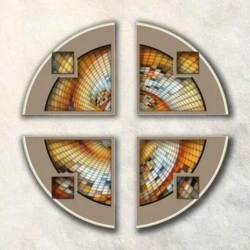 3D Combo framed fractal artwork Stock Illustration