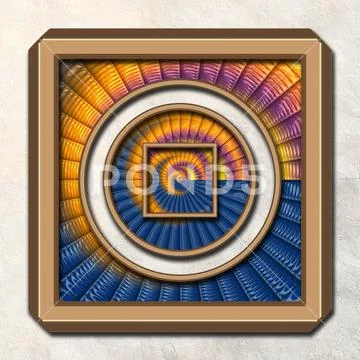 3D Combo framed fractal artwork Stock Illustration
