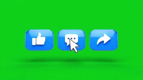 3D Like Comment Share Buttons Animation on Green Screen 스톡 동영상 343623463