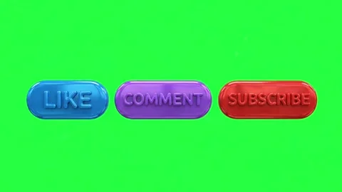 3D Like Comment Subscribe CTA  Green Screen 스톡 동영상 344033183