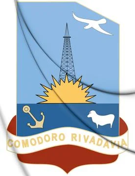 3D Comodoro Rivadavia coat of arms, Argentina. 3D Illustration. Stock Illustration