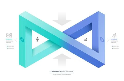 3D Comparison Infographic Template Background with Geometric Penrose Triang Stock Illustration
