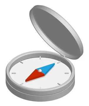 3d compass with arrow and scale. Travel, device for determining location Stock Illustration