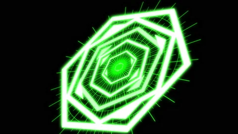 3D Compass Hexagon Geometric Patterns Green Animation Loop Stock Footage 238029369