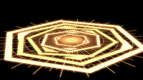 3D Compass Hexagon Geometric Patterns X60 Degrees L Yellow Animation Loop Stock Footage 330509151
