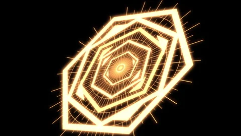 3D Compass Hexagon Geometric Patterns Yellow Animation Loop Stock Footage 341901851