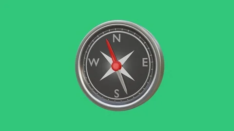 3D Compass Moving Sideways with Needle Oscillating on Green Screen Stock Footage 306948530