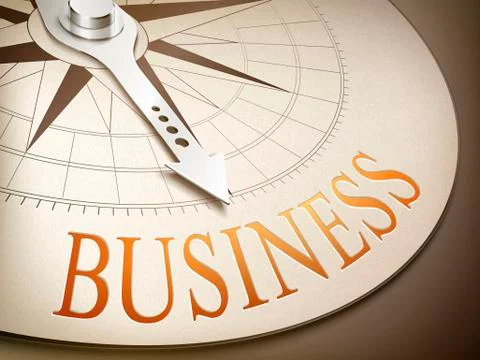 3d compass needle pointing the word business Illustrazione stock