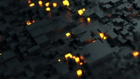 3d complex technology render background. Multi layered segmented geometry wit Stock Illustration