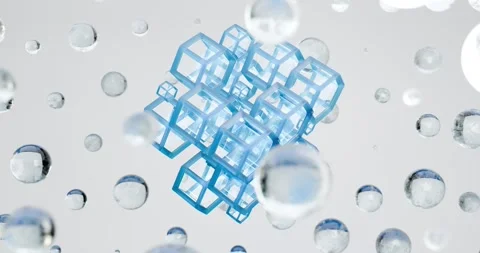 3d complex three-dimensional lattice structure of hexagonal cells in blue co Stock Footage 333769455