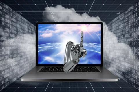 3D Composite image of composite image of robotic hand pointing 스톡 일러스트