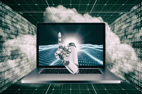 3D Composite image of composite image of robot hand 스톡 일러스트